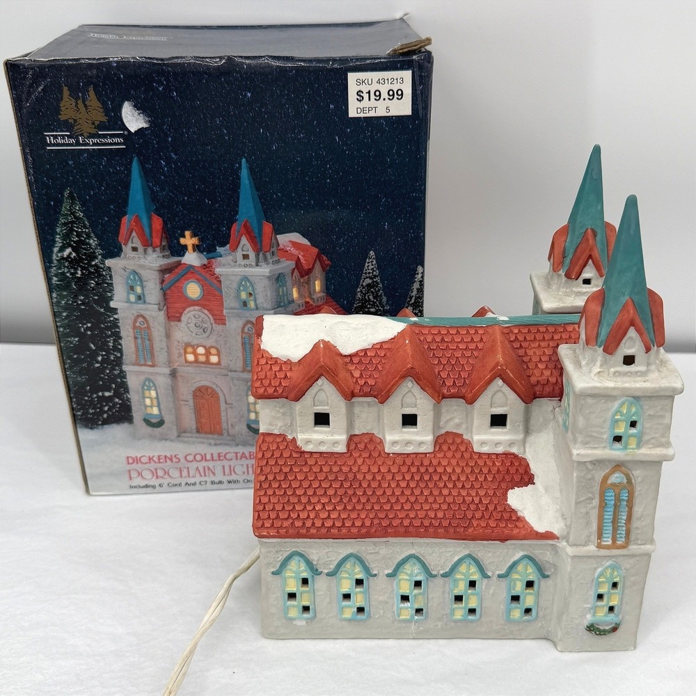 Holiday Expressions Dickens Collectables Porcelain Lighted Church Christmas